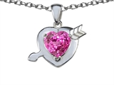 Original Star K™ Heart with Arrow Love Pendant with Heart Shape 8mm Created Pink Sapphire