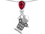 Original Star K™ Little Boy Holding a Balloon Mother Birthstone Created Ruby Pendant