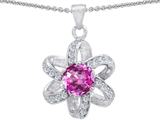 Original Star K™ Round 7mm Created Pink Sapphire Flower Pendant