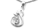 Original Star K™ Round White Topaz Swan Pendant