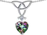 Celtic Love by Kelly Love Knot Pendant with 8mm Heart Shape Rainbow Mystic Topaz