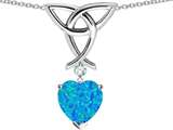 Celtic Love by Kelly Love Knot Pendant with 8mm Heart Shape Created Blue Opal