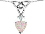 Celtic Love by Kelly Love Knot Pendant with 8mm Heart Shape Created Pink Opal