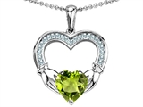 Celtic Love by Kelly Hands Holding 8mm Heart Claddagh Pendant With Genuine Peridot