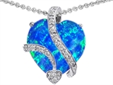 Original Star K™ Large 15mm Heart Shape Created Blue Opal Love Pendant