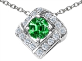 Original Star K™ Round Simulated Emerald Pendant