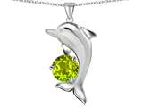 Original Star K™ Round 7mm Genuine Peridot Good Luck Dolphin Pendant