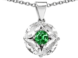 Original Star K™ Round Simulated Emerald Pendant