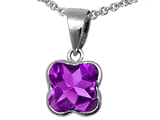 Tommaso Design™ Clover Cut Genuine Amethyst Pendant