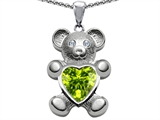 Original Star K™ Love Bear Holding Birthstone of August Heart Shape Genuine Peridot