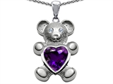 Original Star K™ Love Bear Holding Birthstone of February 8mm Heart Shape Genuine Amethyst