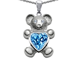 Original Star K™ Love Bear Holding Birthstone of December 8mm Heart Shape Genuine Blue Topaz