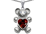 Original Star K™ Love Bear Holding Birthstone of January 8mm Heart Shape Genuine Garnet