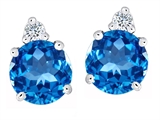 Original Star K™ Round 7mm Genuine Blue Topaz Earring Studs