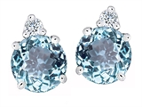 Original Star K™ Round 7mm Simulated Aquamarine Earring Studs
