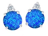 Original Star K™ Round 7mm Created Blue Opal Earring Studs