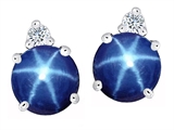 Original Star K™ Round 7mm Created Star Sapphire Earring Studs