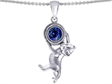 Original Star K™ Cat Lover Pendant with September Birthstone Created Sapphire