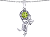 Original Star K™ Cat Lover Pendant with August Birthstone Genuine Peridot