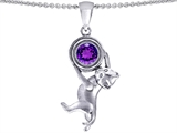 Original Star K™ Cat Lover Pendant with February Birthstone Genuine Amethyst