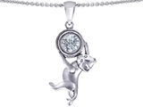 Original Star K™ Cat Lover Pendant with April Birthstone Genuine White Topaz