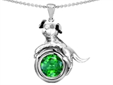 Original Star K™ Dog Lover Pendant with May Birthstone Round 7mm Simulated Emerald