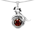 Original Star K™ Dog Lover Pendant with January Birthstone Round 7mm Genuine Garnet