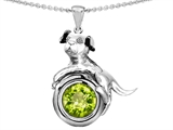 Original Star K™ Dog Lover Pendant with August Birthstone Round 7mm Genuine Peridot