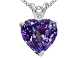 Tommaso Design™ 8mm Heart Shape Simulated Alexandrite And Genuine Diamond Pendant