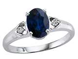 Tommaso Design™ Oval 7x5mm Genuine Sapphire and Diamond Ring