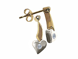 Tommaso Design™ Two Tone Genuine Diamond Heart Shape Hanging Dangling Earrings