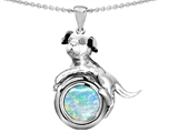 Original Star K™ Dog Lover Pendant with October Birthstone Round 7mm Created Opal
