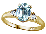 Tommaso Design™ Oval 8x6mm Genuine Aquamarine and Diamond Ring