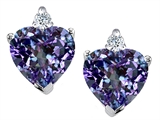 Tommaso Design™ Heart Shape Simulated Alexandrite and Genuine Diamonds Earring Studs