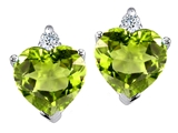 Tommaso Design™ Heart Shape Peridot and Genuine Diamonds Earring Studs