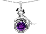 Original Star K™ Dog Lover Pendant with February Birthstone Round 7mm Genuine Amethyst