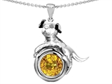 Original Star K™ Dog Lover Pendant with November Birthstone Round 7mm Genuine Citrine