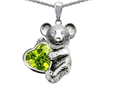 Original Star K™ Love Bear Hugging Birthstone of August 8mm Heart Shape Genuine Peridot