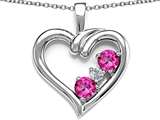 Original Star K™ Open Heart 3 Stone Pendant with Created Pink Sapphire