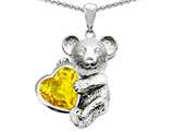 Original Star K™ Love Bear Hugging Birthstone of November 8mm Heart Shape Genuine Citrine