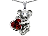 Original Star K™ Love Bear Hugging Birthstone of January 8mm Heart Shape Genuine Garnet