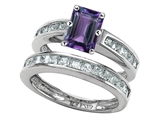Original Star K™ Emerald Cut Simulated Alexandrite Wedding Set