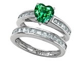 Original Star K™ Heart Shape Simulated Emerald Wedding Set