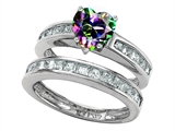 Original Star K™ Heart Shape Rainbow Mystic Topaz Wedding Set