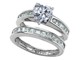 Original Star K™ Heart Shape Genuine White Topaz Wedding Set