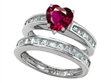 Original Star K™ Heart Shape Created Ruby Wedding Set