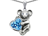 Original Star K™ Love Bear Hugging Birthstone of December 8mm Heart Shape Genuine Blue Topaz