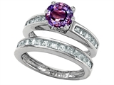 Original Star K™ Round Simulated Alexandrite Wedding Set