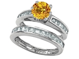 Original Star K™ Round Genuine Citrine Wedding Set