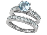 Original Star K™ Round Simulated Aquamarine Wedding Set